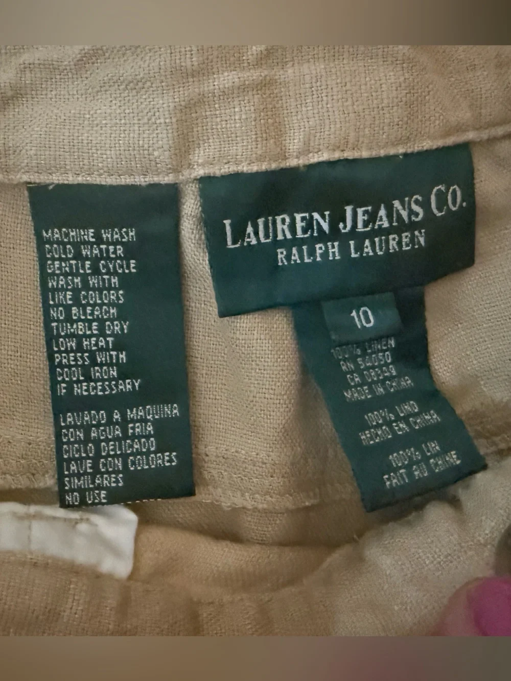 Lauren Ralph Lauren 100% Linen 90’s Vintage Tan Pants Size 10